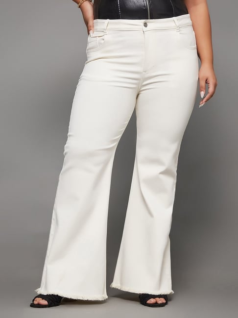 Jeans Outfit Plus Size White Bell Bottom Pants Miss Chase A+ White