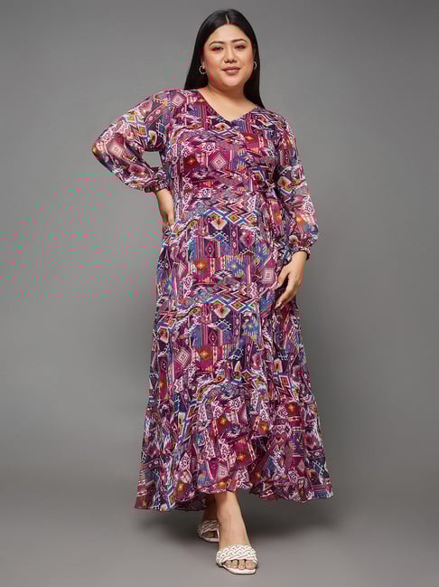 Miss Chase A+ Multicolor Printed Wrap Dress-picture-20