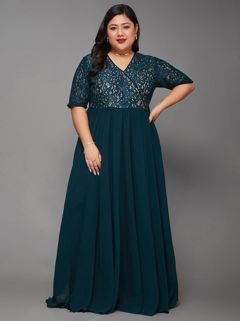 Miss Chase A+ Teal Lace Maxi Dress-picture-37