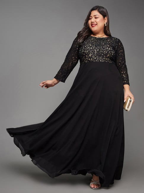 Miss Chase A+ Black Lace Maxi Dress - Main Image