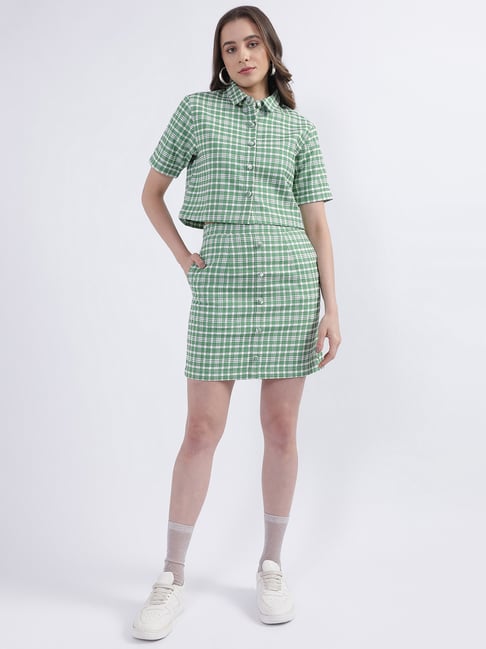 Iconic Women Checked Regular Fit Polyester Skirts
