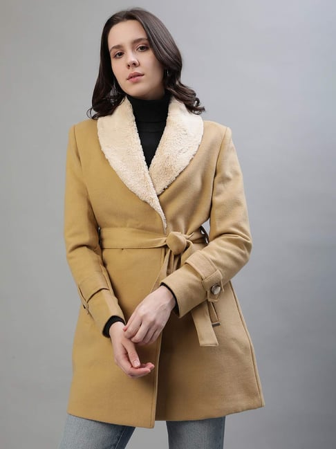 Iconic Women Solid Regular Fit Polyester Coats