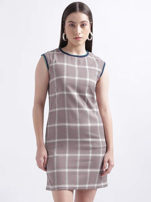 chinese dress ladies Find You Well Burgundy Red Plaid Dress – Shop the Mint