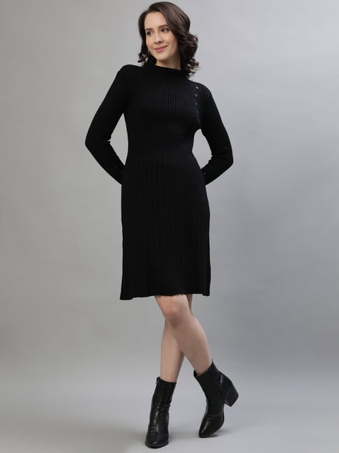 Iconic Women Ribbed Knit Polyester Dress