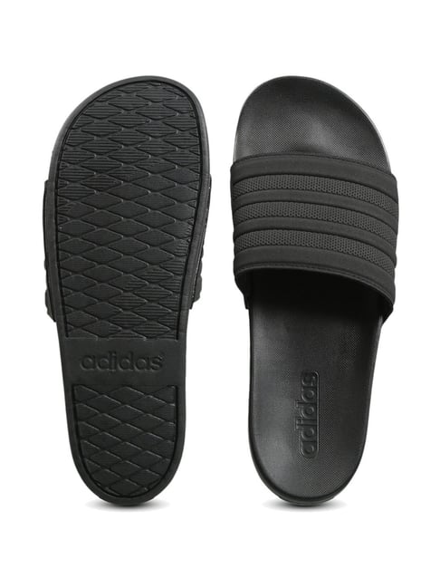 Adidas cloudfoam slides all black best sale