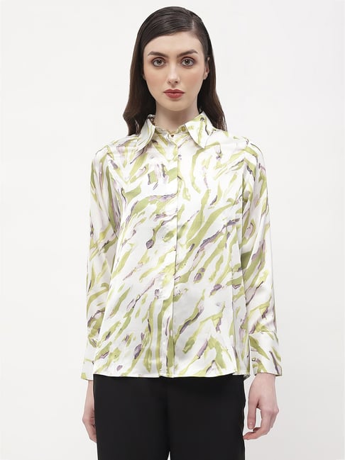 MADAME Green & White Printed Shirt-picture-27