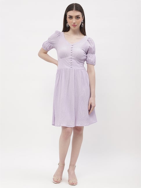 slim fit dress slacks Liana Lavender Roses All Over Flare Dress – Little Wings Factory main image 1