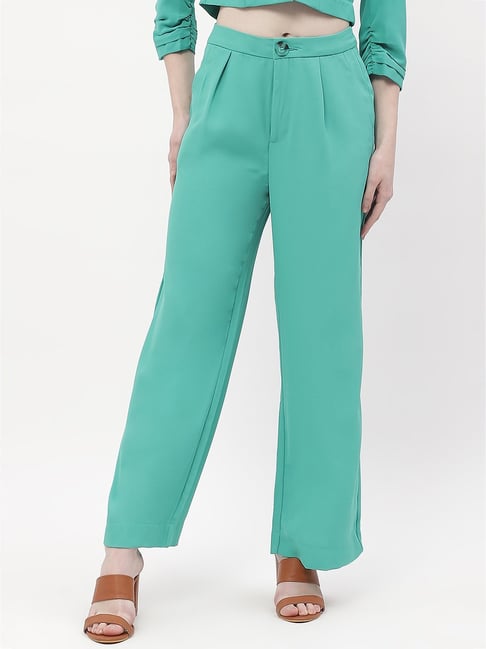 MADAME Green Straight Fit Mid Rise Trousers-picture-10