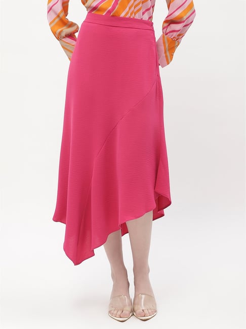 MADAME Pink Cotton Midi Skirt