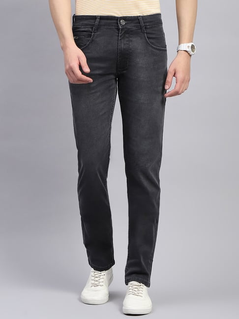 Monte Carlo Dark Grey Narrow Fit Lightly Washed Jeans-picture-47