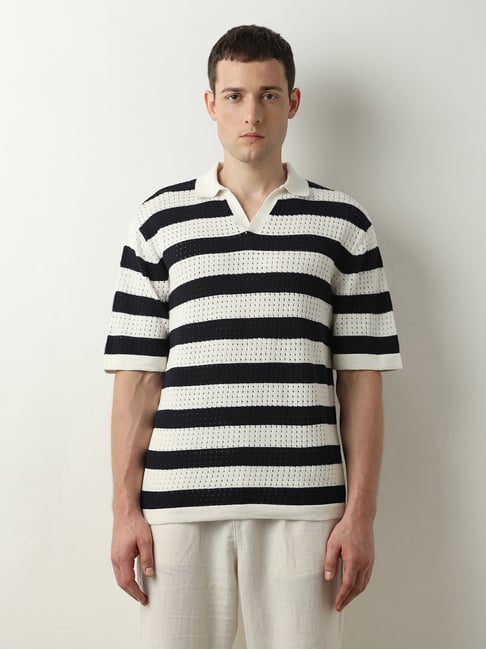 Polos Hommes SELECTED HOMME Beige Black Regular Fit Cotton