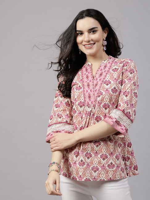 QOMN Pink Printed Top