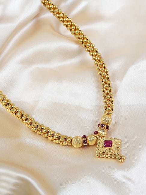 P.N.Gadgil Jewellers Era Gold 22k Kolhapuri Thushi Necklace-image-27
