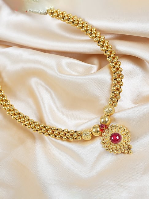 P.N.Gadgil Jewellers Adhvika Gold 22k Kolhapuri Thushi Necklace-image-42
