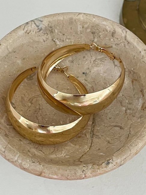 OOMPH Gold Tone Thick Chunky Fashion Party Wear Hoop Earrings-picture-45
