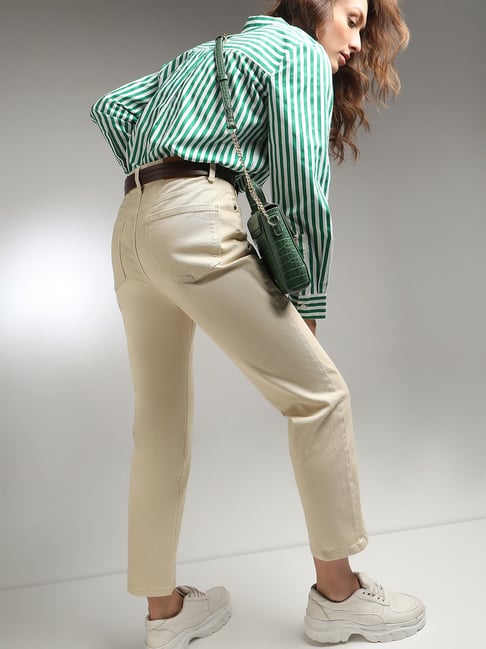 Vero Moda Off White Cotton Straight Fit Mid Rise Jeans-picture-22