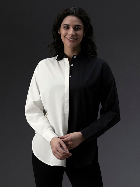 White Shirt Black Paint Dress High Star White Black Cotton Color