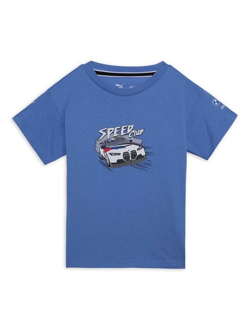 Puma Kids Blue Cotton Printed T-Shirt-picture-20