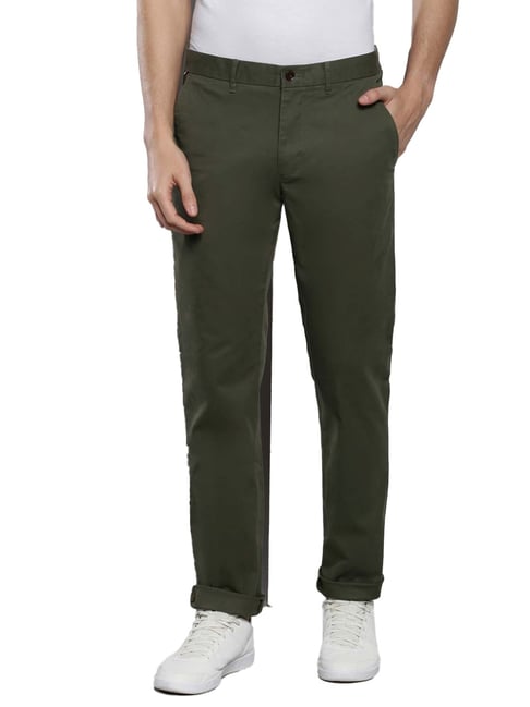 Tommy Hilfiger Army Green Cotton Straight Fit Chinos