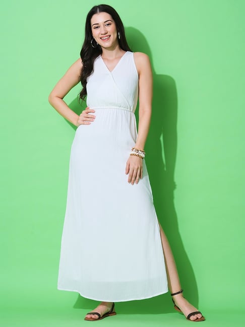 Globus White Regular Fit Maxi Dress