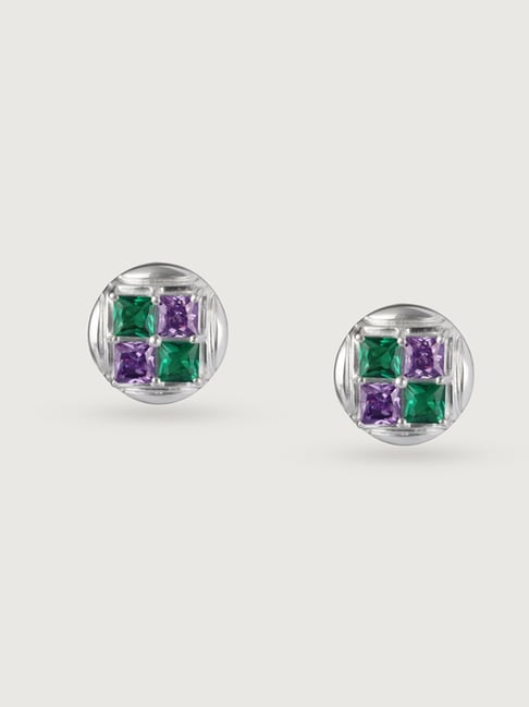 Buy Mia by Tanishq 925 Silver Geometric Stud Earrings Online At