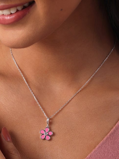 Buy Mia by Tanishq Sterling Silver Pink Blossom Flower Charm