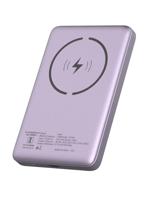 Stuffcool Alum 10000mAh Magnetic Wireless Powerbank for iPhone 12/13/14/15 Series (Purple)