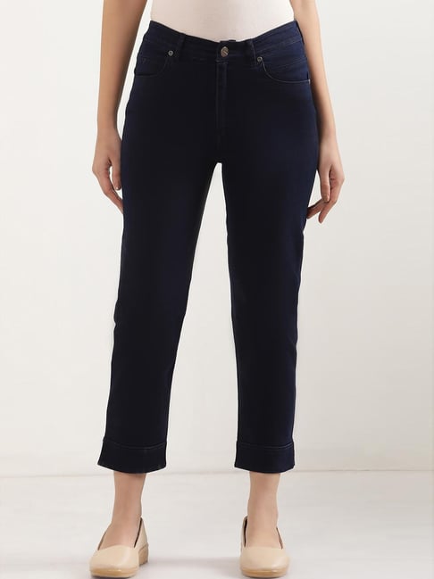 Elleven from Aurelia Blue Cotton Mid Rise Cropped Jeans-picture-15