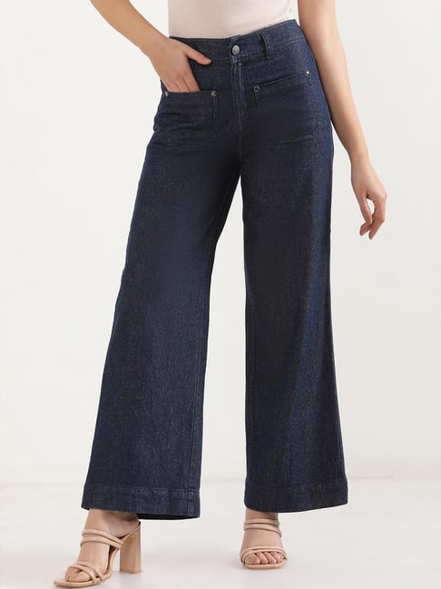 Elleven from Aurelia Blue Cotton Mid Rise Flared Jeans-picture-11