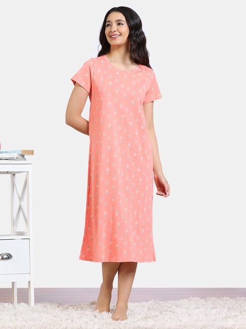 chinese dress ladies Pink Pocket Printed Night Suit – Night Need main image 1