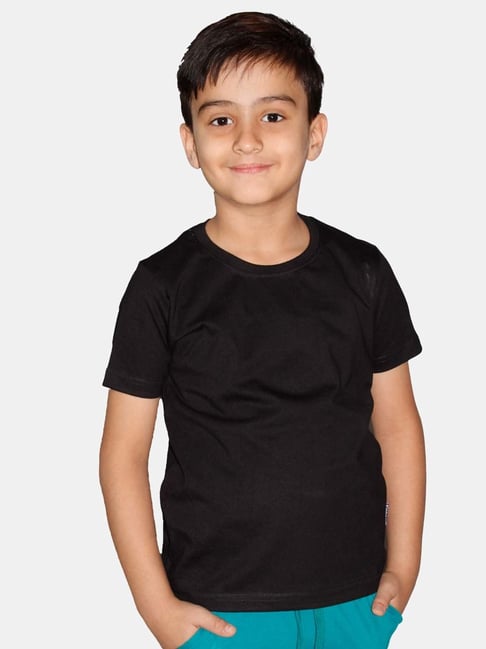 Kiddopanti Kids Black Cotton Regular Fit Tee-picture-18
