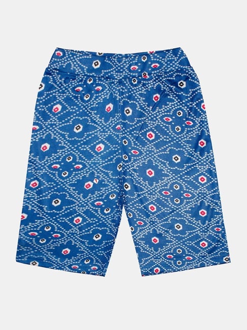 Kiddopanti Kids Royal Blue Printed Cycling Shorts-picture-19