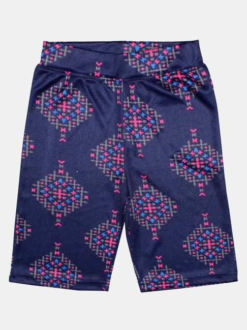 Kiddopanti Kids Navy Printed Cycling Shorts-picture-43