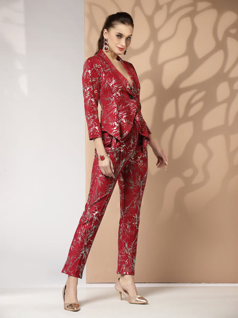 KASSUALLY Red Printed Co-Ord Set