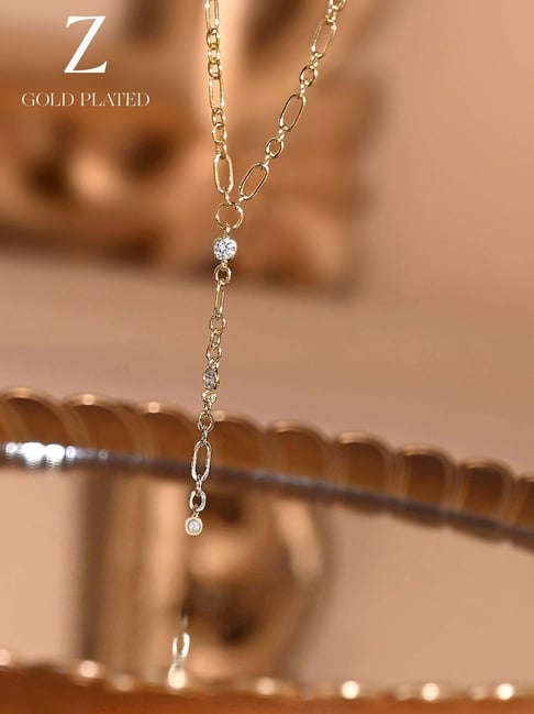 Buy Accessorize London Real Gold-Plated Z Sparkle Y-chain Necklace