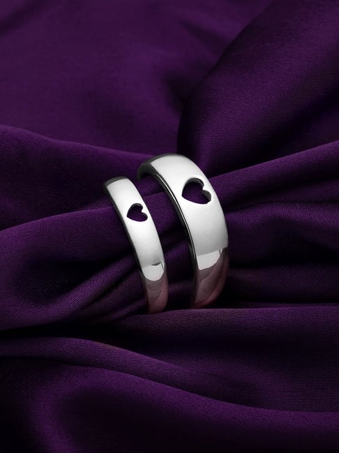Silberry 925 Silver Better Half Couple Rings