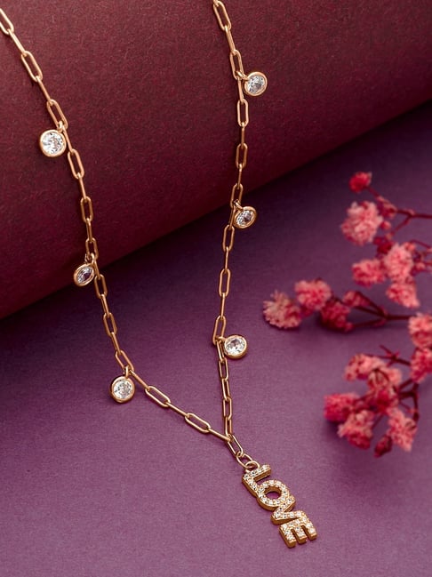 Buy Silberry Sterling Silver Rose Gold Love Letter Necklace