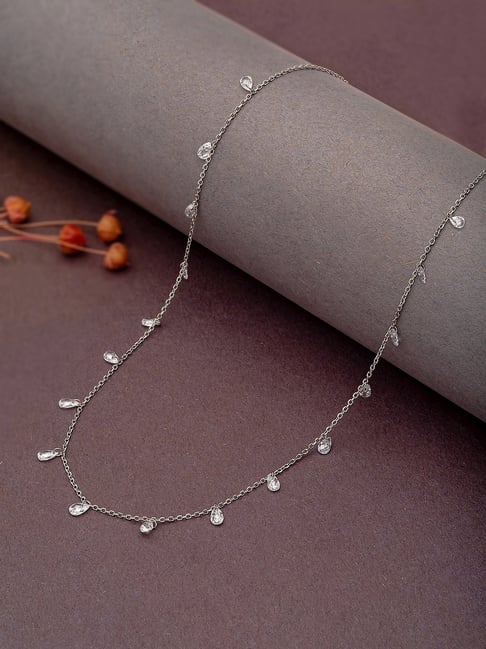 Buy Silberry Sterling Silver White Crystalized Necklace