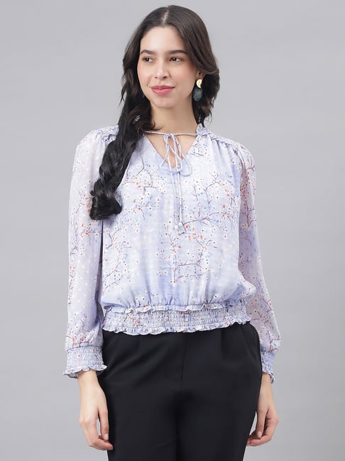 Latin Quarters Blue Floral Print Top-picture-23