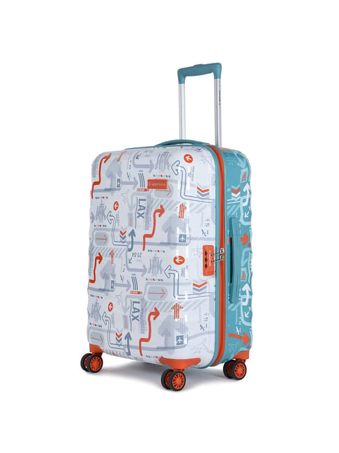 Uppercase JFK Duo White & Blue 8 Wheel Medium Hard Trolley Bag - 46 cm