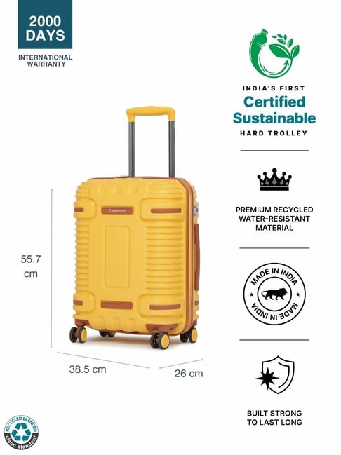 Buy Uppercase Ridge Yellow Small Hard Cabin Trolley Bag 55 cm