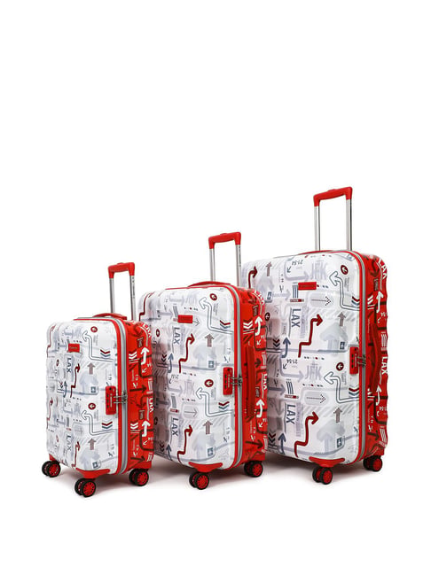Uppercase JFK Duo White & Red 8 Wheel Hard Trolley Bag - Set of 3-picture-44