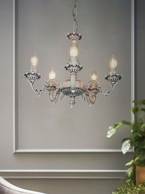 Fos Lighting Antique White Swan Candelabra Chandelier