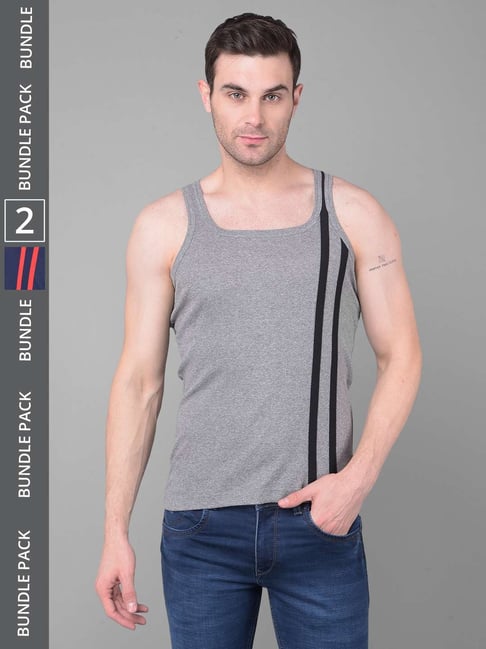 Dollar Bigboss Assorted Cotton Regular Fit Vest - Pack Of 2-picture-46