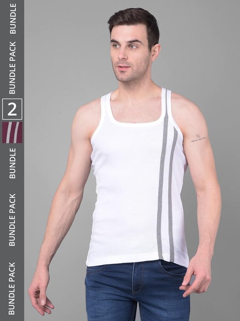 Dollar Bigboss Assorted Cotton Regular Fit Vest - Pack Of 2-picture-23