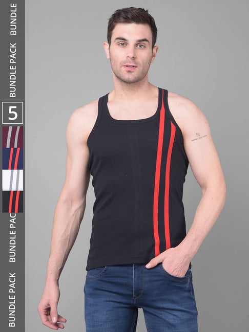 Dollar Bigboss Assorted Cotton Regular Fit Vest - Pack Of 5-picture-18