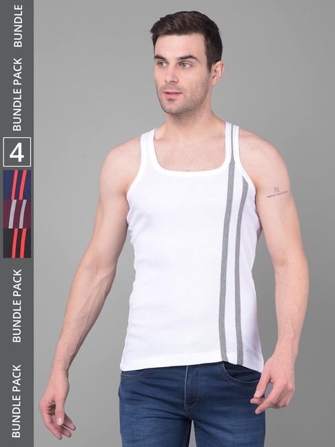 Dollar Bigboss Assorted Cotton Regular Fit Vest - Pack Of 4-picture-44