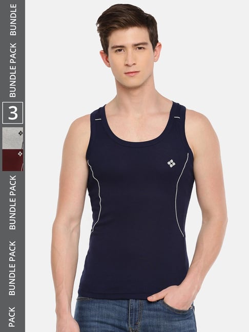 Dollar Bigboss Assorted Cotton Regular Fit Vest - Pack Of 3-picture-31