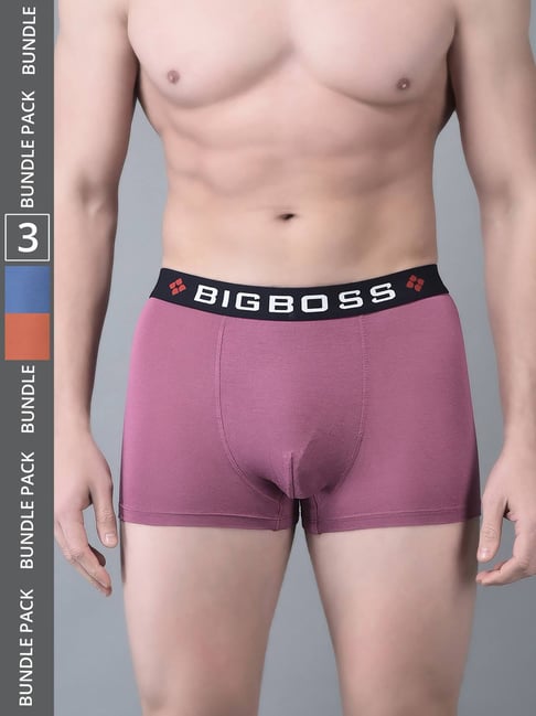 Dollar Bigboss Assorted Cotton Regular Fit Trunks - Pack Of 3-picture-23