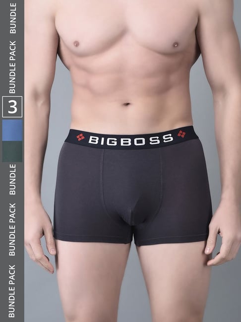 Dollar Bigboss Assorted Cotton Regular Fit Trunks - Pack Of 3-picture-11